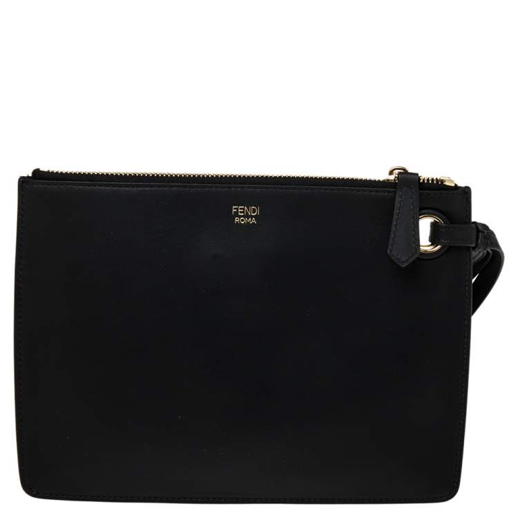Pre Owned Fendi X Fila Multicolor Leather Zip Wristlet Clutch