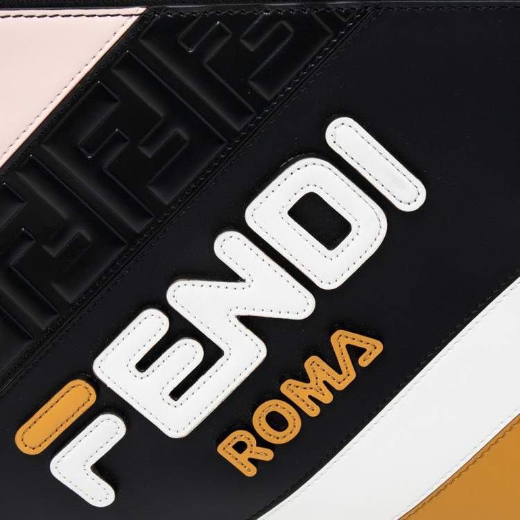 Pre Owned Fendi X Fila Multicolor Leather Zip Wristlet Clutch