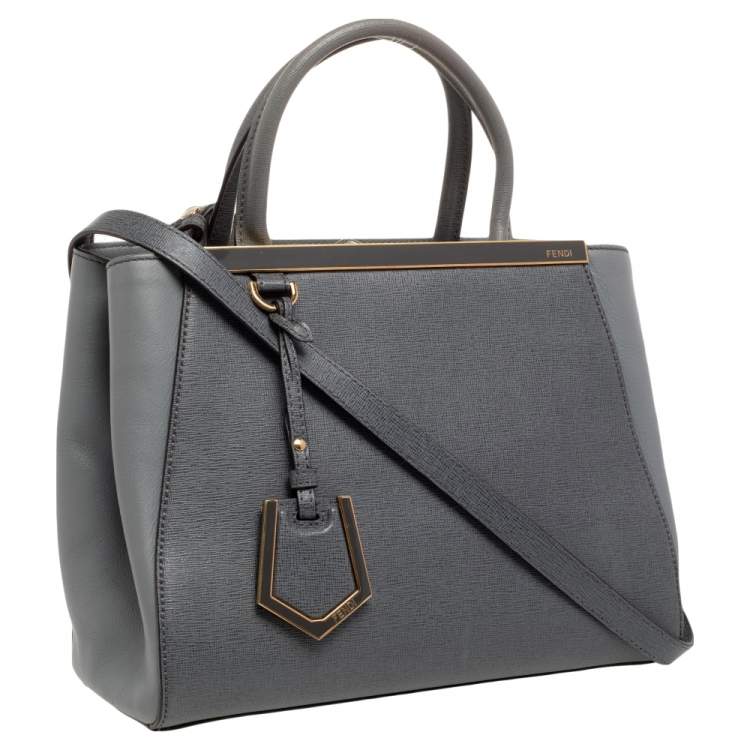 Pre Owned Fendi Grey Leather Mini 2jours Tote