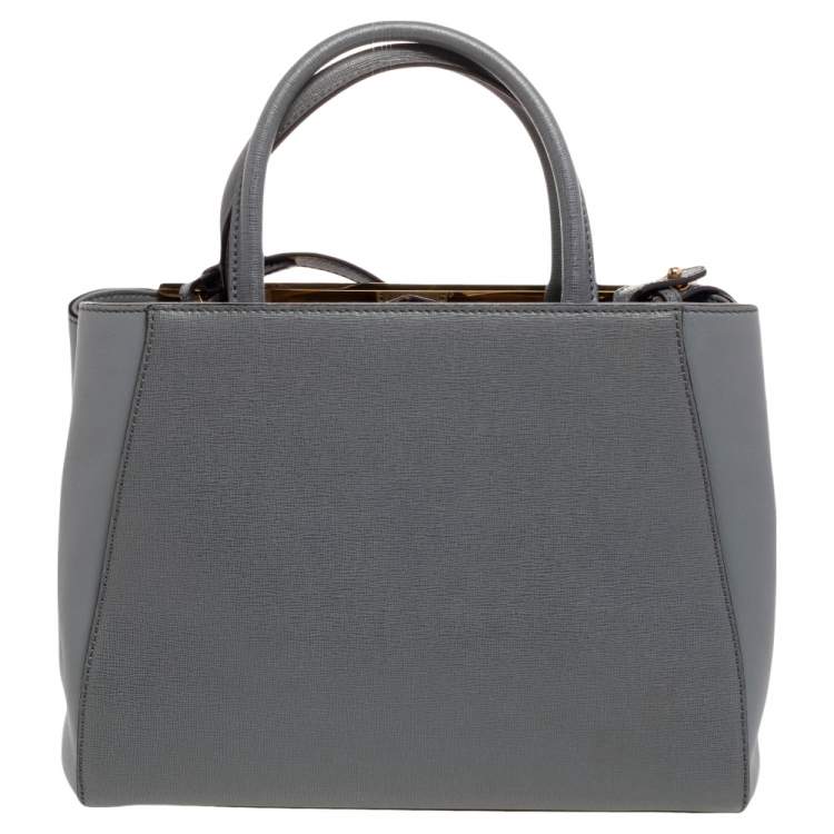 Pre Owned Fendi Grey Leather Mini 2jours Tote