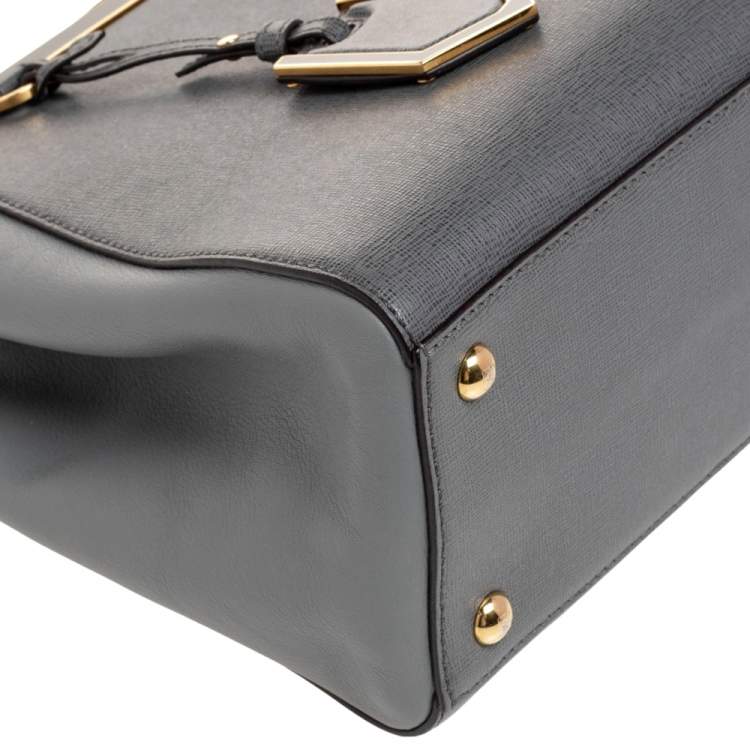 Pre Owned Fendi Grey Leather Mini 2jours Tote