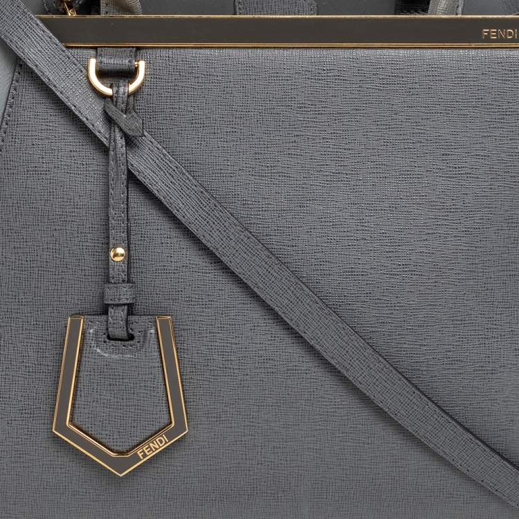 Pre Owned Fendi Grey Leather Mini 2jours Tote