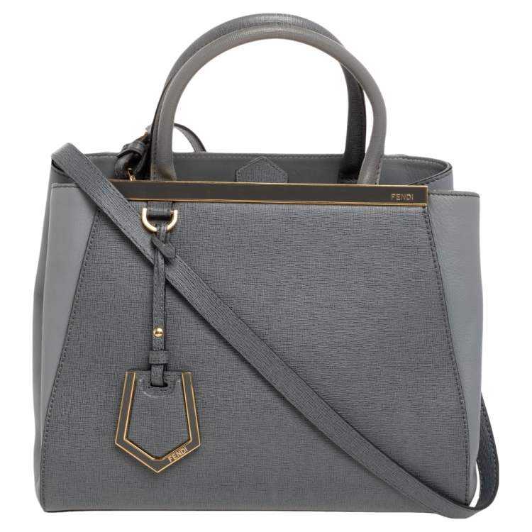 Pre Owned Fendi Grey Leather Mini 2jours Tote