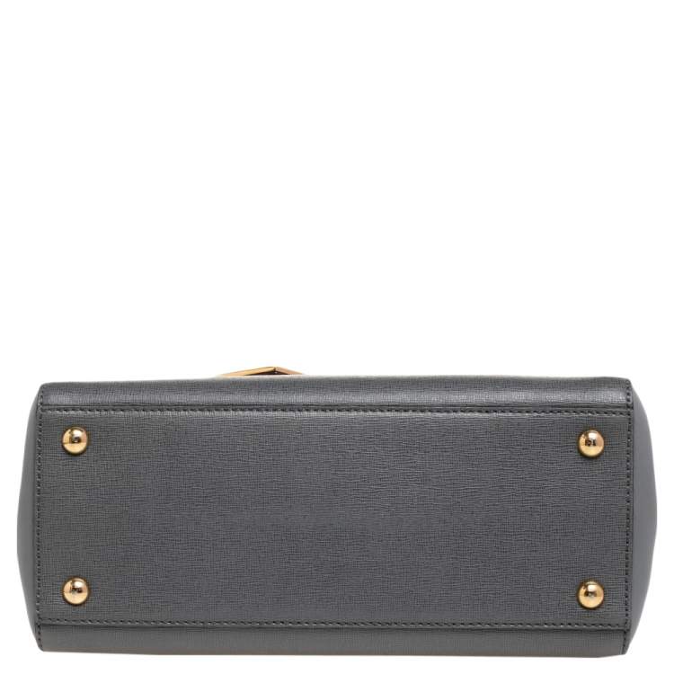 Pre Owned Fendi Grey Leather Mini 2jours Tote
