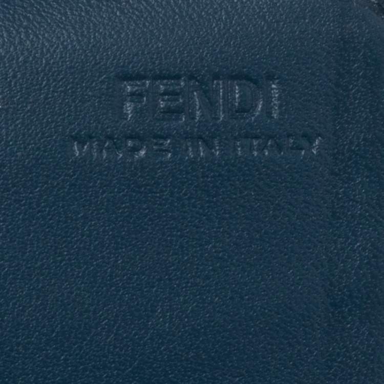 Pre Owned Fendi Brown/Blue Pequin Stripe Canvas And Leather Flap Continental Wallet