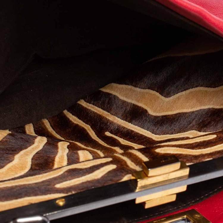 مملوكة مسبقًا Fendi Ombre Red Leather Large Peekaboo Top Handle Bag