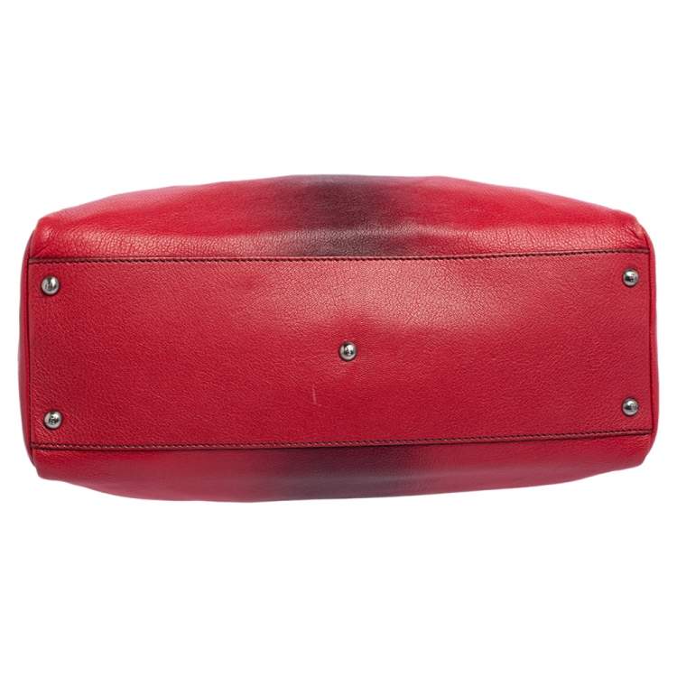 مملوكة مسبقًا Fendi Ombre Red Leather Large Peekaboo Top Handle Bag