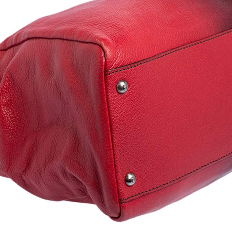 مملوكة مسبقًا Fendi Ombre Red Leather Large Peekaboo Top Handle Bag