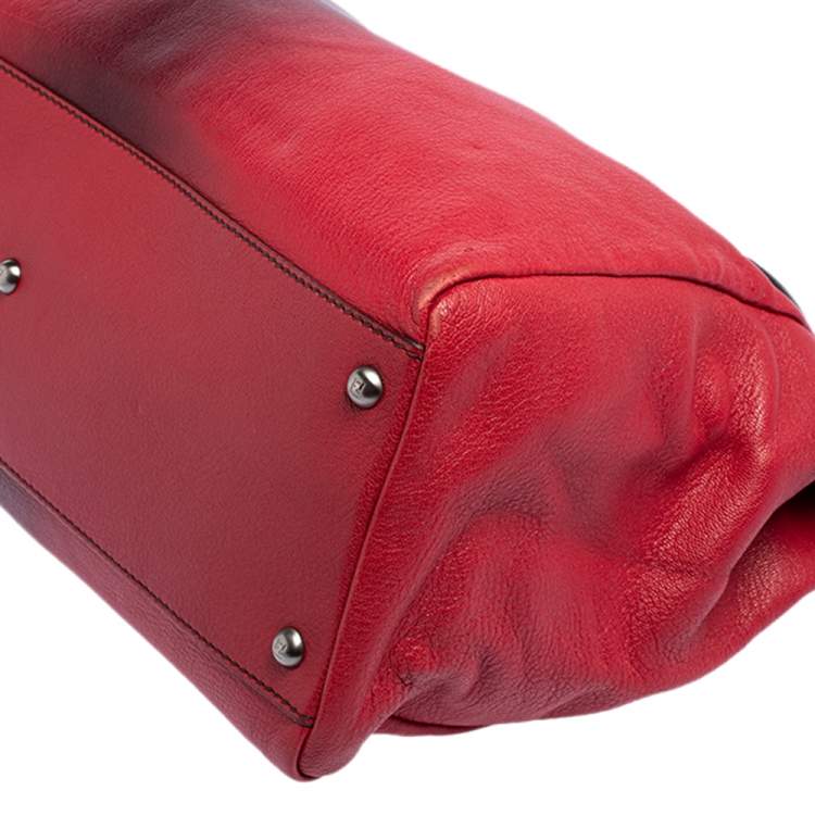 مملوكة مسبقًا Fendi Ombre Red Leather Large Peekaboo Top Handle Bag