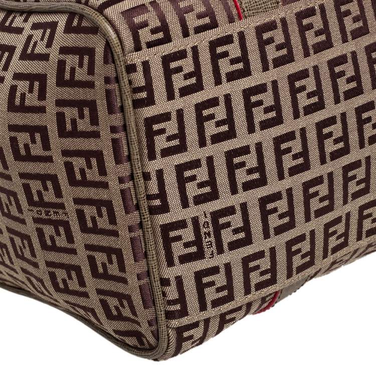 مملوكة مسبقًا Fendi Brown Zucchino Canvas Small Forever Bauletto Boston Bag