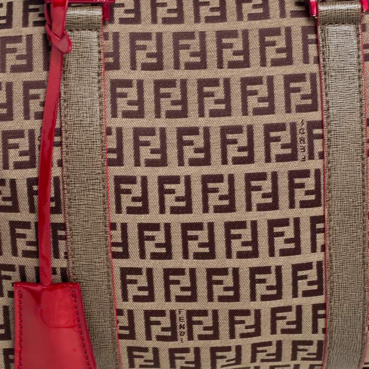 مملوكة مسبقًا Fendi Brown Zucchino Canvas Small Forever Bauletto Boston Bag