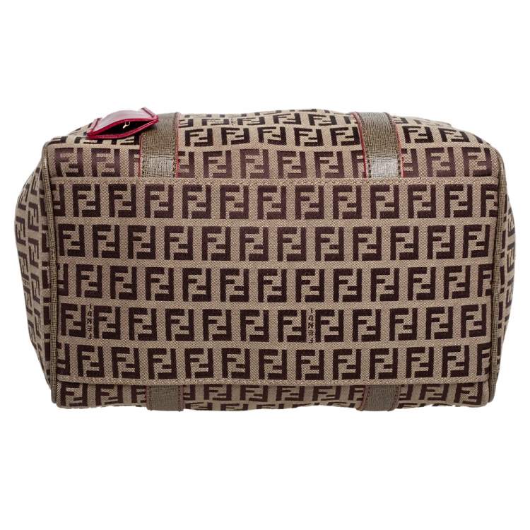 مملوكة مسبقًا Fendi Brown Zucchino Canvas Small Forever Bauletto Boston Bag