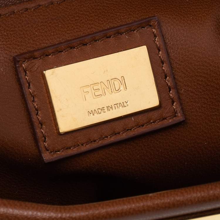Pre Owned Fendi Brown Leather Peekaboo Top Handle Bag