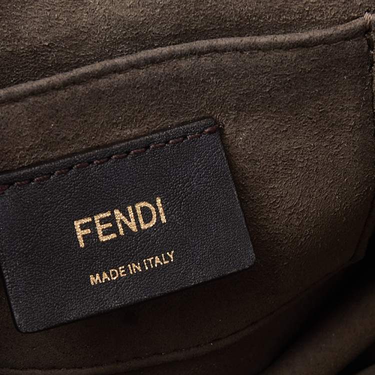 Pre Owned Fendi Burgundy Lasercut Leather Small Kan I Top Handle Bag