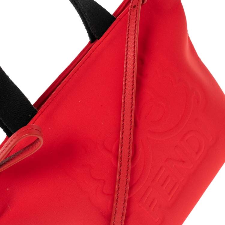 Pre Owned Fendi Red Neoprene and Leather Baby Shopper Tote