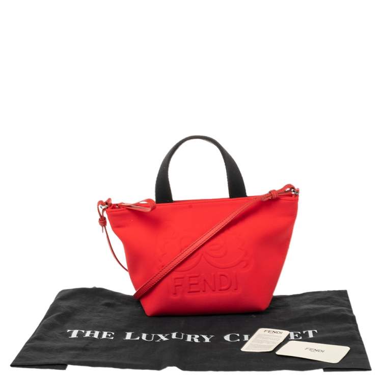 Pre Owned Fendi Red Neoprene and Leather Baby Shopper Tote
