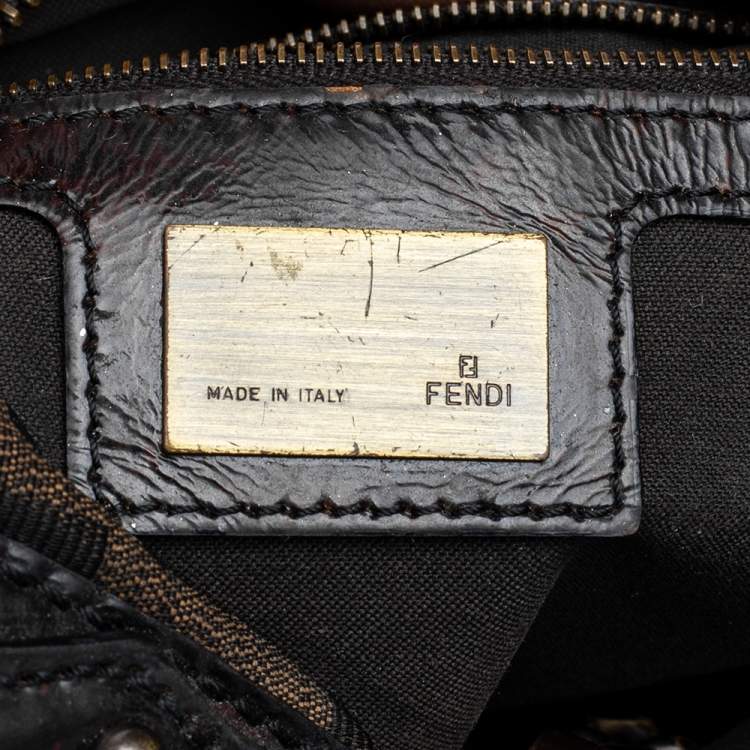 Pre Owned Fendi Tobacco Zucca Canvas Chef Chain Hobo