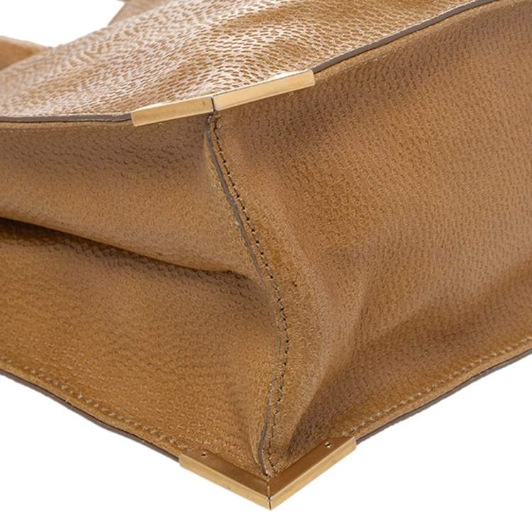 Pre Owned Fendi Yellow Textured Leather Classico No.4 Tote