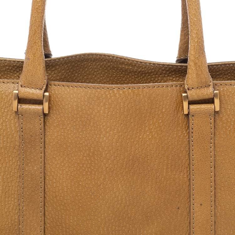 Pre Owned Fendi Yellow Textured Leather Classico No.4 Tote