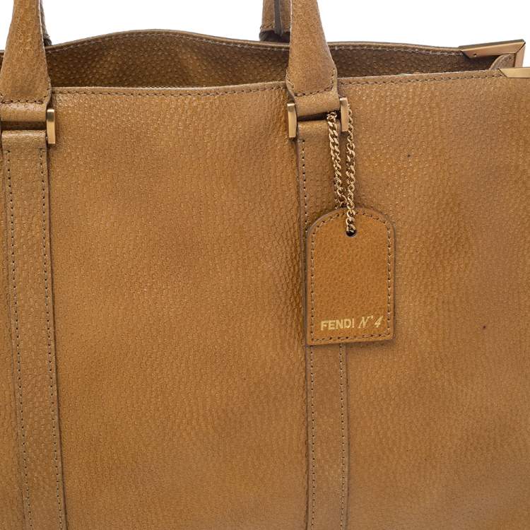 Pre Owned Fendi Yellow Textured Leather Classico No.4 Tote