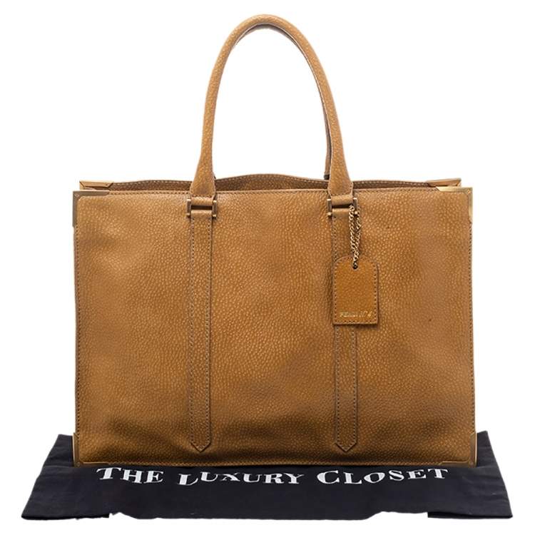 Pre Owned Fendi Yellow Textured Leather Classico No.4 Tote