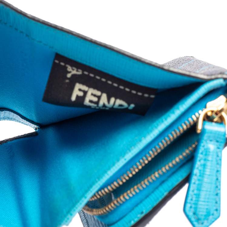 Pre Owned Fendi Multicolor Ellite Birds Print Coated Canvas Flap Compact Wallet