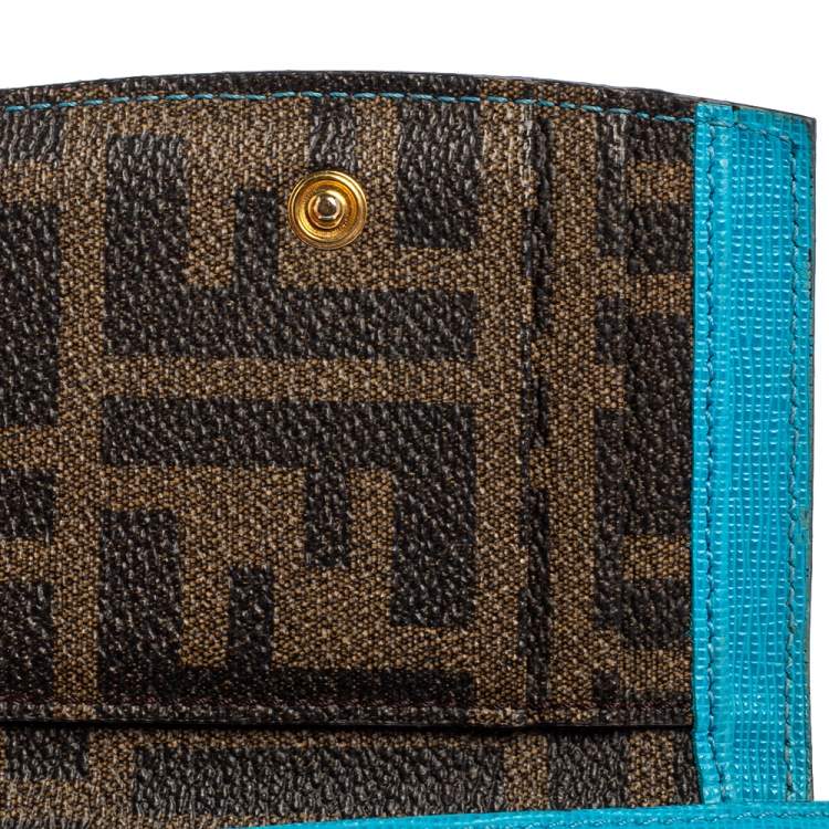 Pre Owned Fendi Multicolor Ellite Birds Print Coated Canvas Flap Compact Wallet
