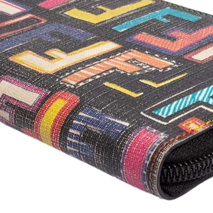 Pre Owned Fendi Multicolor Zucca Coated Canvas Zip Around Wallet