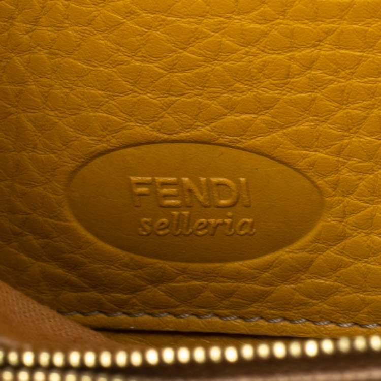 Pre Owned Fendi Yellow Leather Selleria Zip Around Wallet