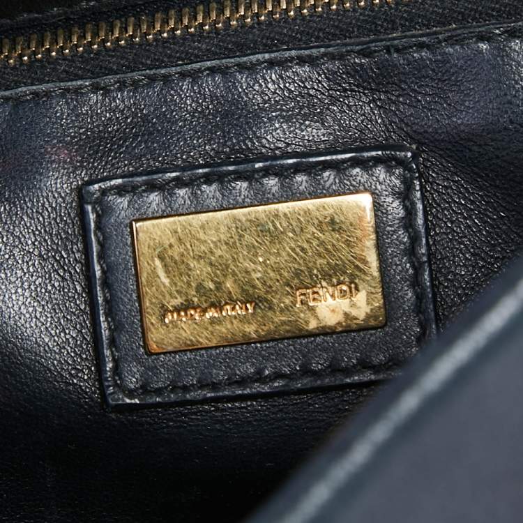 Pre Owned Fendi Black Leather Mini Peekaboo Top Handle Bag