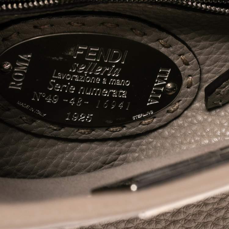 Pre Owned Fendi Beige Selleria Leather and Python Mini Peekaboo Top Handle Bag