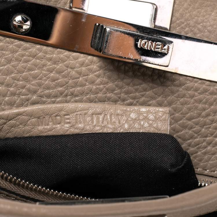 Pre Owned Fendi Beige Selleria Leather and Python Mini Peekaboo Top Handle Bag