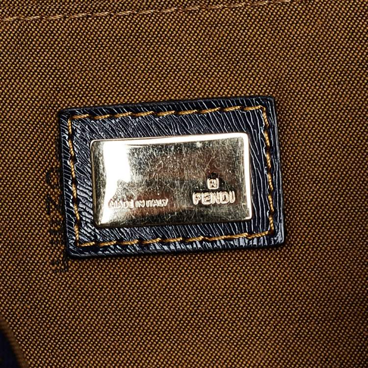 Pre Owned Fendi Multicolor Zucchino Canvas and Patent Leather Forever Bauletto Boston Bag
