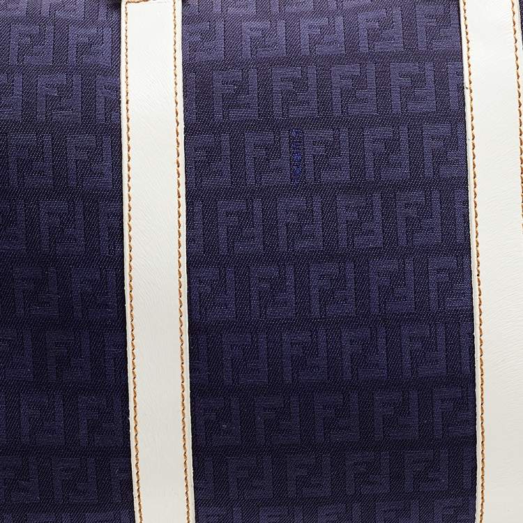 Pre Owned Fendi Multicolor Zucchino Canvas and Patent Leather Forever Bauletto Boston Bag