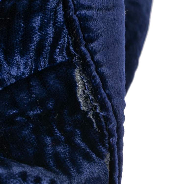 Pre Owned Fendi Navy Blue Velvet Small Mia Tote