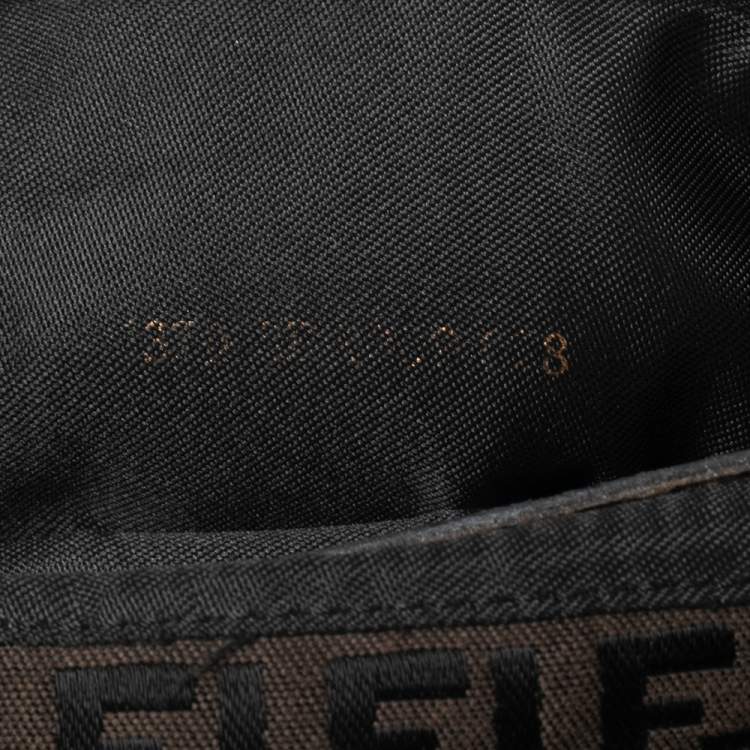 Pre Owned Fendi Black Zucca Canvas and Leather Trim Baguette Bag