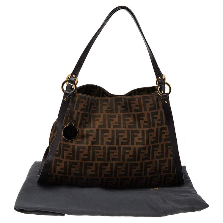 Pre Owned Fendi Tobacco Zucca Canvas and Leather Chef Tote