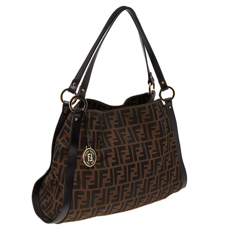Pre Owned Fendi Tobacco Zucca Canvas and Leather Chef Tote