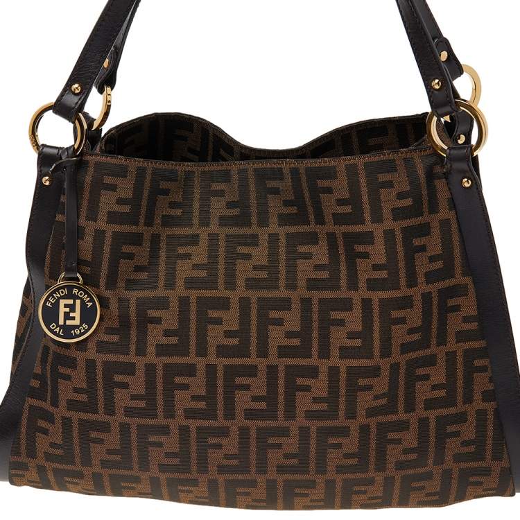Pre Owned Fendi Tobacco Zucca Canvas and Leather Chef Tote