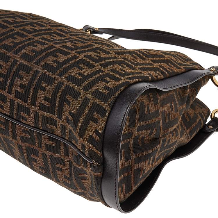 Pre Owned Fendi Tobacco Zucca Canvas and Leather Chef Tote