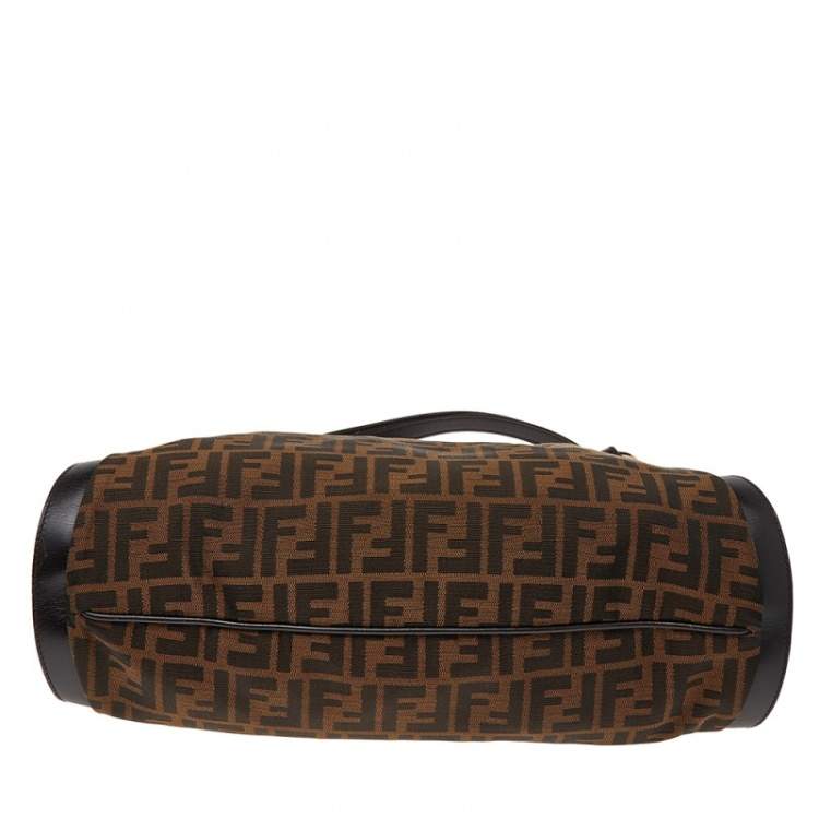 Pre Owned Fendi Tobacco Zucca Canvas and Leather Chef Tote