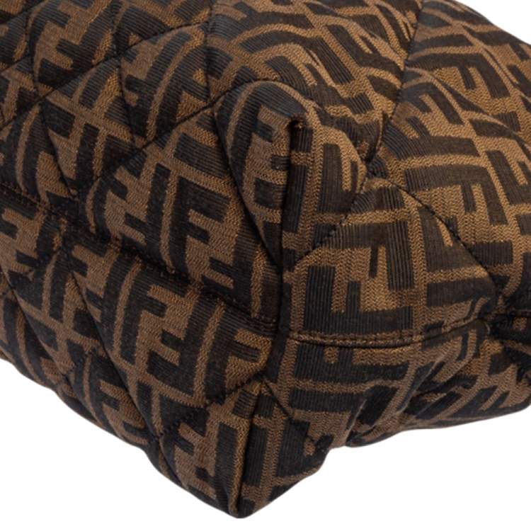 Pre Owned Fendi Tobacco Zucca Fabric Roll Tote