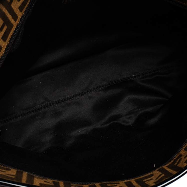 Pre Owned Fendi Tobacco Zucca Fabric Roll Tote