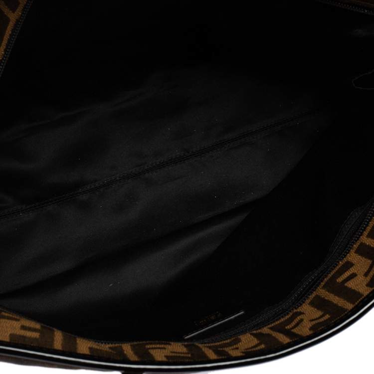 Pre Owned Fendi Tobacco Zucca Fabric Roll Tote