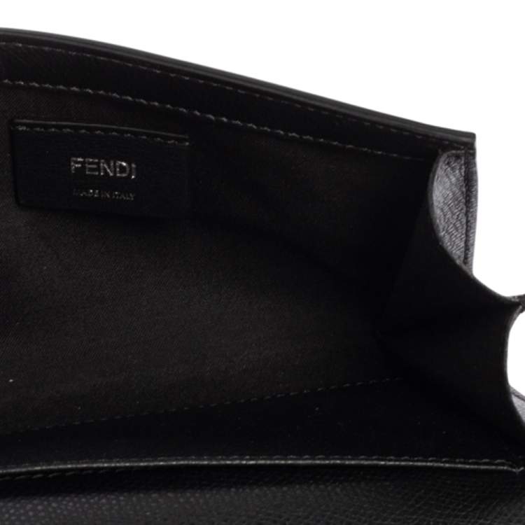 Pre Owned Fendi Black Leather Kan I F Wallet On Chain Clutch