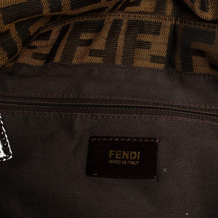 Pre Owned Fendi Tobacco Zucca Canvas and Patent Leather Mia Flap Shoulder Bag