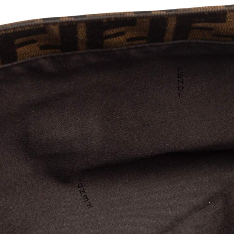 Pre Owned Fendi Tobacco Zucca Canvas and Patent Leather Mia Flap Shoulder Bag
