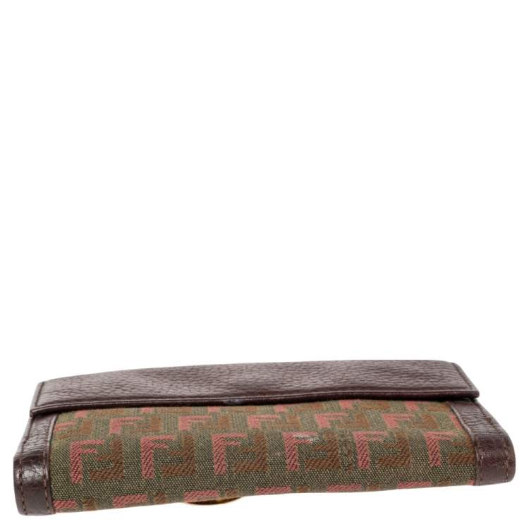Pre Owned Fendi Tri Color Zuchino Canvas and Leather French Wallet
