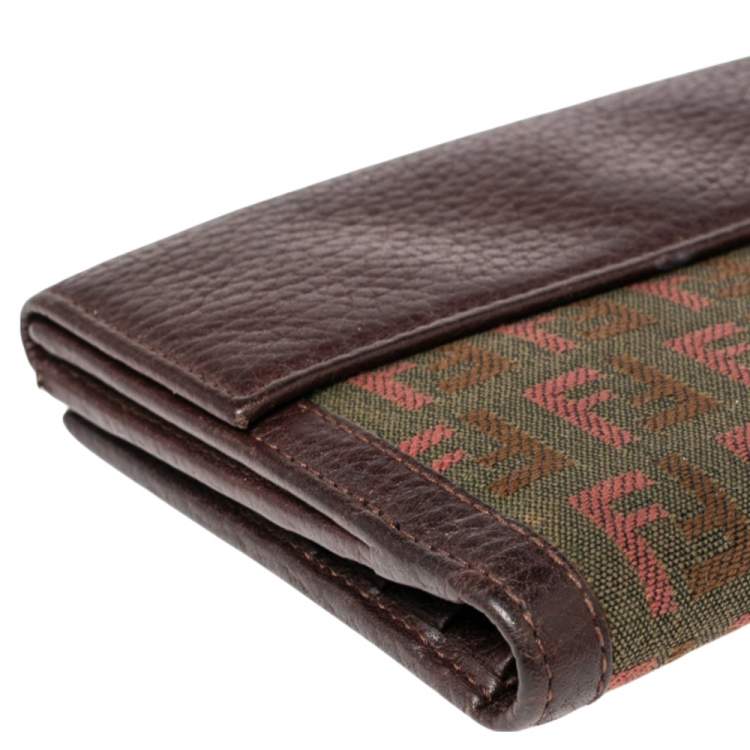 Pre Owned Fendi Tri Color Zuchino Canvas and Leather French Wallet