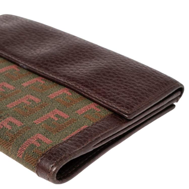 Pre Owned Fendi Tri Color Zuchino Canvas and Leather French Wallet